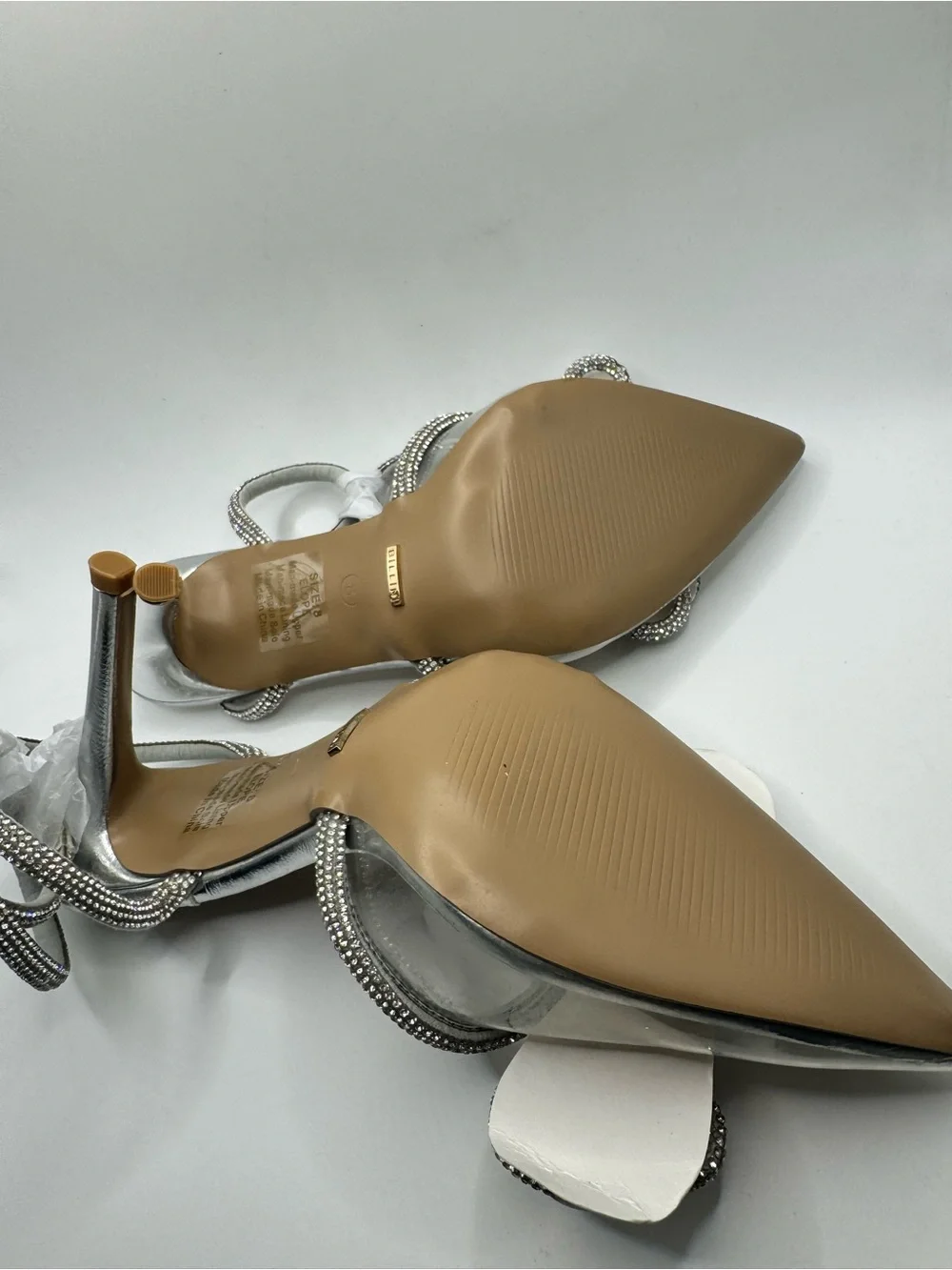Bellini White & Silver Crystal Bow Pointed-Toe Heels